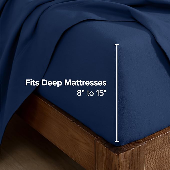 Bare Home Flannel Fitted Bottom Sheet 100% Cotton, Velvety Soft Heavyweight - Image 3