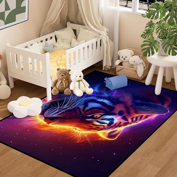 Galaxy Tiger Rug 3D Fierce Tigers Area Rugs - Image 5