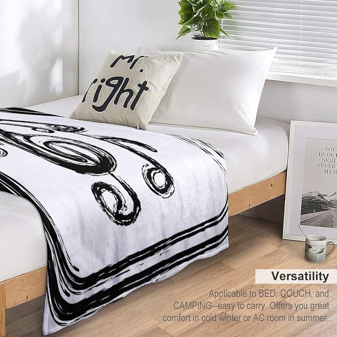 Music Blanket Black Abstract Graffiti Music Note Art Printed Soft Cozy - Image 3
