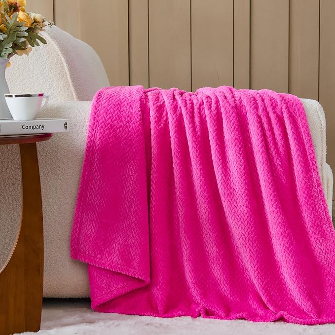 NEWCOSPLAY Super Soft Queen Blanket Hot Pink Premium Silky Flannel Fleece - Image 8