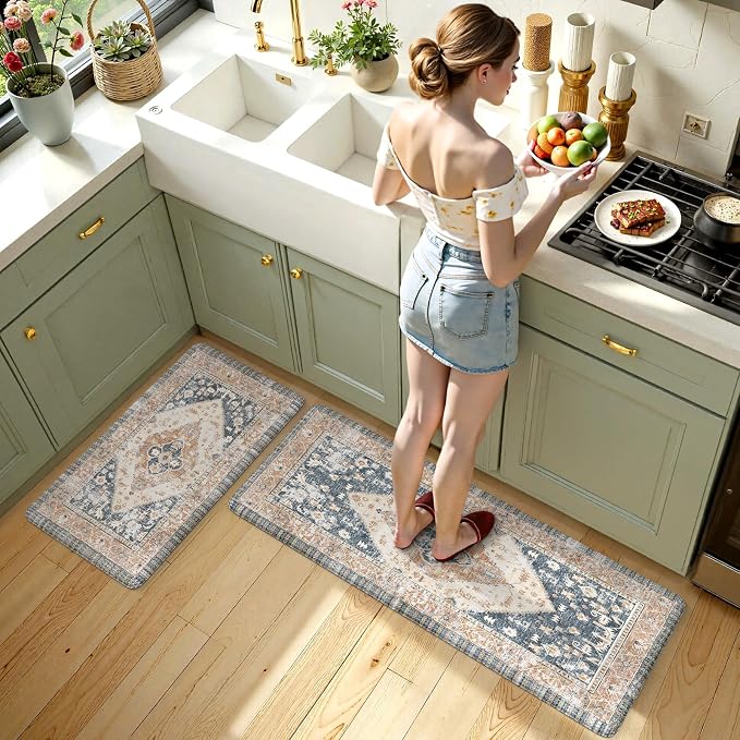 KIMODE Kitchen Rugs and Mats 2PCS Cushioned Anti Fatigue Kitchen Mat Non-Skid - Image 7