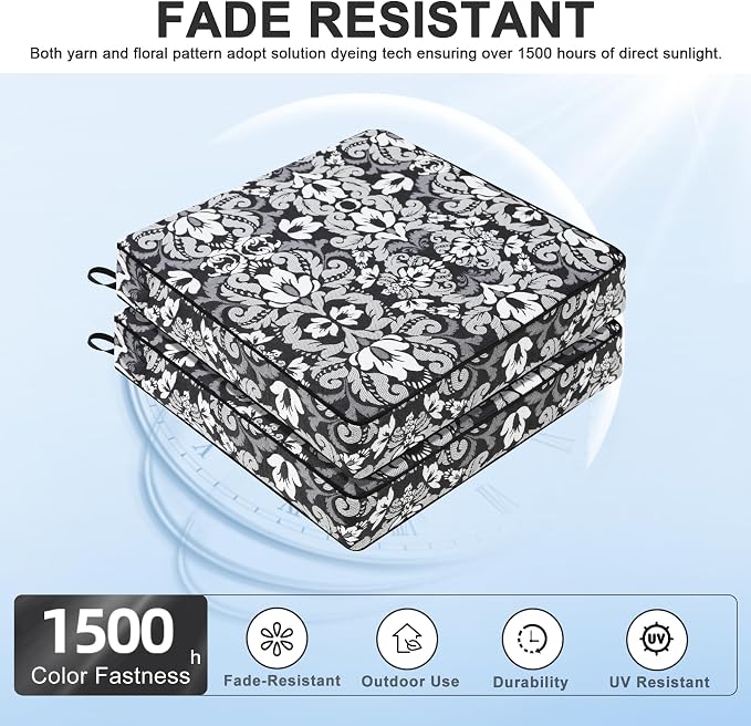 Favoyard Outdoor Chair Cushion 22 x 22 x 3 In Waterproof Pattern Fade Resistant - Image 3