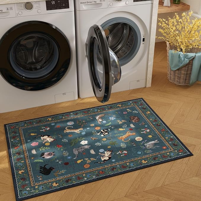 Rugcomf Door Mat Indoor Entrance 2x3 Rug Machine Washable Boho Floral Animal - Image 5