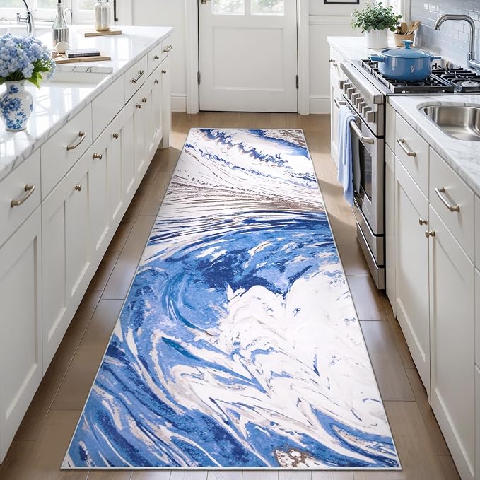 Ciicool 2x6 Washable Runner Rug, Modern Abstract Swirl Soft Hallway Rugs Runner by CIICOOLHomeDeco