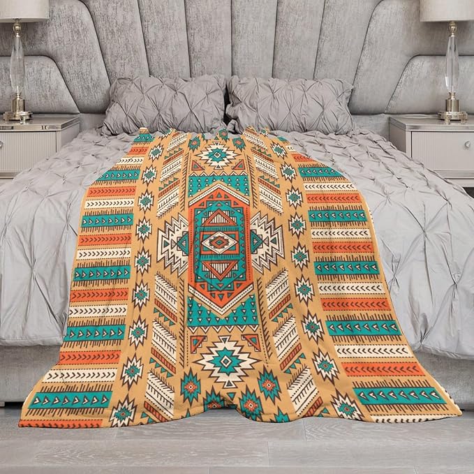 Aztec Throw Blanket, Tribal Navajo Print Native Blanket - Image 7