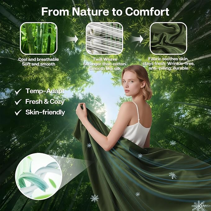 MR&HM Twin XL Fitted Sheet Only, Ultra-Soft Rayon Derived from Bamboo & - Image 2