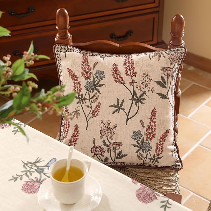 ISAENNE Design Linen Vintage Throw Pillow Covers 18"x18" Pack of 2, Square - Image 7