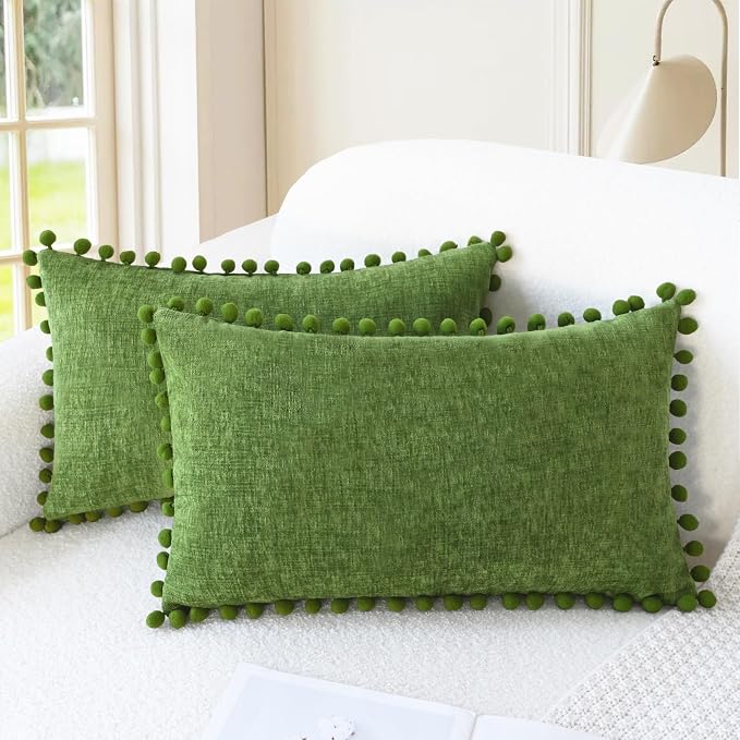 CaliTime Throw Pillow Covers Decorative 20 X 12 Inches Pack of 2 Cozy Solid by CaliTime