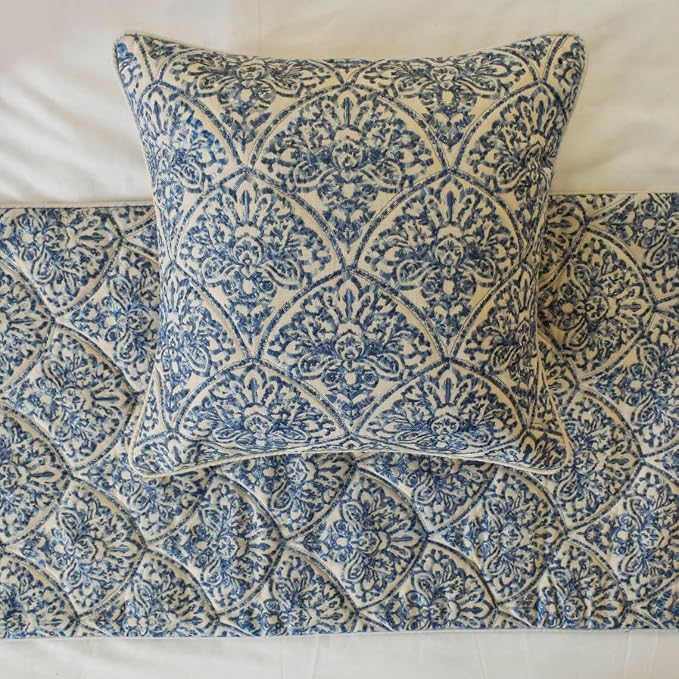 The HomeCentric King/Queen/Twin Blue Decorative Queen 74"x18" Bed Runner - Image 2