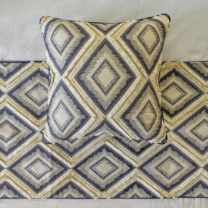 The HomeCentric King/Queen/Twin Blue Decorative Queen 74"x18" Bed Runner - Image 3