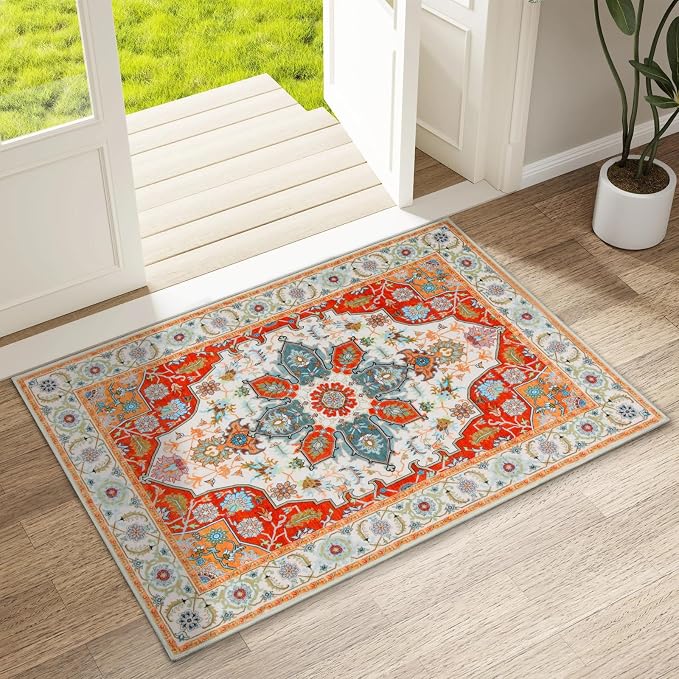 WILLSUN Washable Area Rugs, 2x3 Non-Slip Boho Small Area Rugs - Image 2