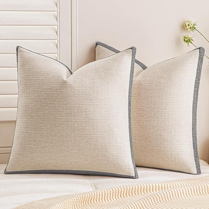 a moment Loop Yarn Linen-Like Pillow Cover Natural Soft Decorative Throw Pillow by amoment