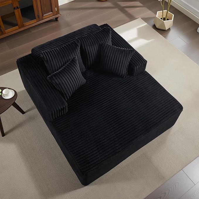61" Oversized Chaise Lounge Chair Indoor, Boneless Couch Cloud Fluffy Chaise - Image 8