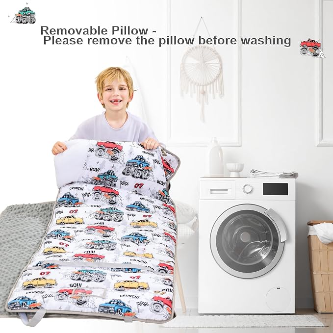 Viviland Toddler Nap Mat with Pillow and Minky Blanket, Rolled Large Sleeping - Image 7