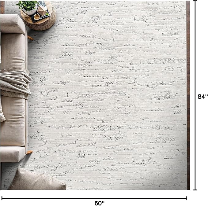 Beverly Rug Micro Loop Area Rug White/Gray 5x7 Abstract Modern Luxury - Image 2