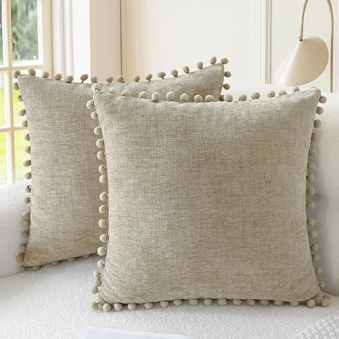 CaliTime Throw Pillow Covers Decorative 18 X 18 Inches Pack of 2 Cozy Solid by CaliTime