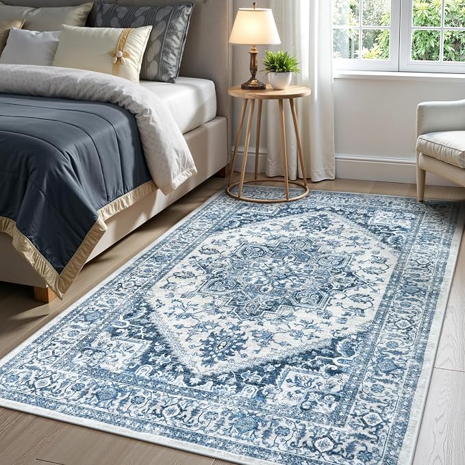 LIVEBOX Blue Washable Area Rug 5x7 - Image 4