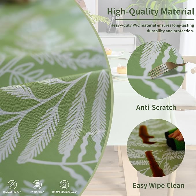 Rectangle Table Cloth, 100% Waterproof Tablecloth Oil Proof Spill Proof Vinyl - Image 3