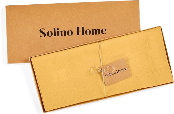 Solino Home Linen Mustard Yellow Table Runner 72 Inches Long - Image 5
