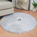 Round Furry Rugs for Living Room Faux Rabbit Fluffy Fur Rug for Bedroom by ORINOVA