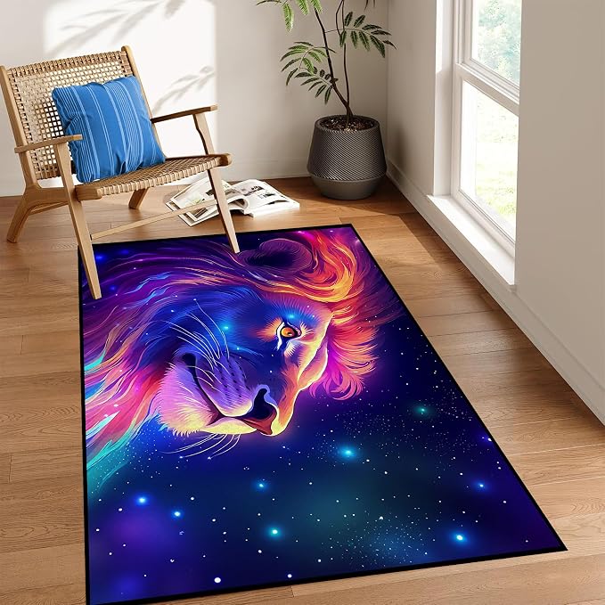 Galaxy Lion Rug 3D Fierce Lions Area Rugs - Image 6