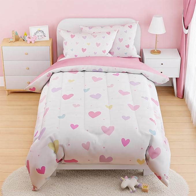 SANDJEST Heart Comforter Set Full Size 98x86in by SANDJEST