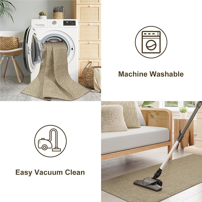 Uphome Kitchen Runner Rug, Low Pile Woven Cotton Modern Carpet Runners - Image 5