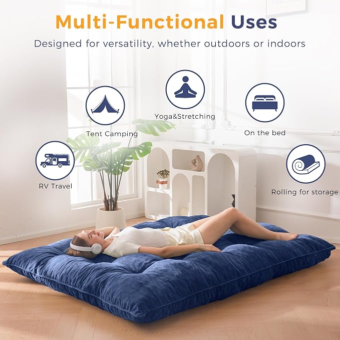 MAXYOYO Japanese Floor Mattress Full Size, Thick Chenille Tatami Mat Sleeping - Image 5