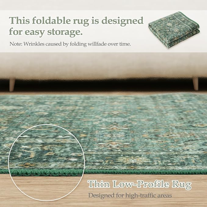 Collive Washable Hallway Runner Rugs, Vintage Boho Soft Bedroom Carpet Runner - Image 7