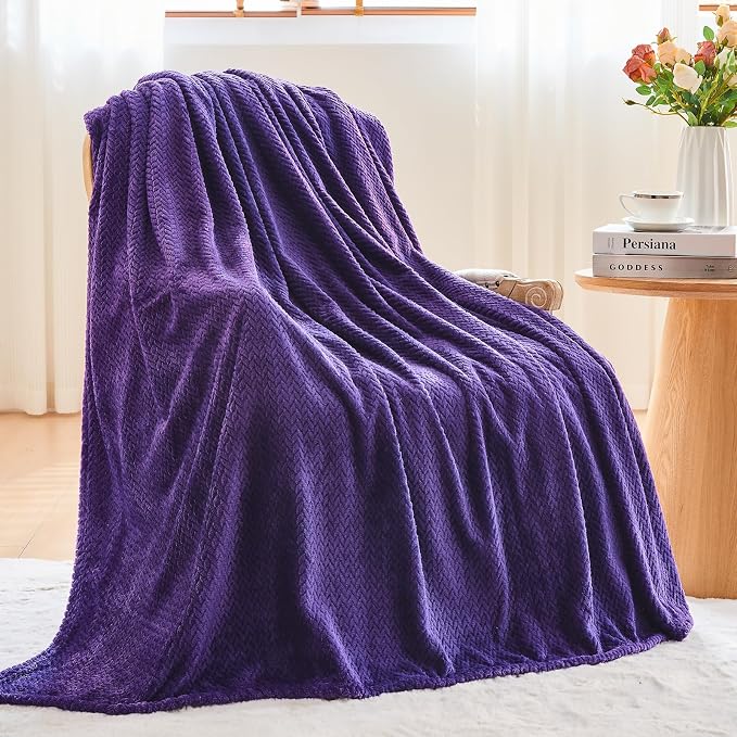 NEWCOSPLAY Super Soft Twin Blanket Dark Purple Premium Silky Flannel Fleece - Image 3