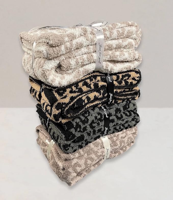 Soft Fuzzy Fluffy Leopard Knitted Throw Blanket, Cozy Plush Fleece Comfy - Image 6