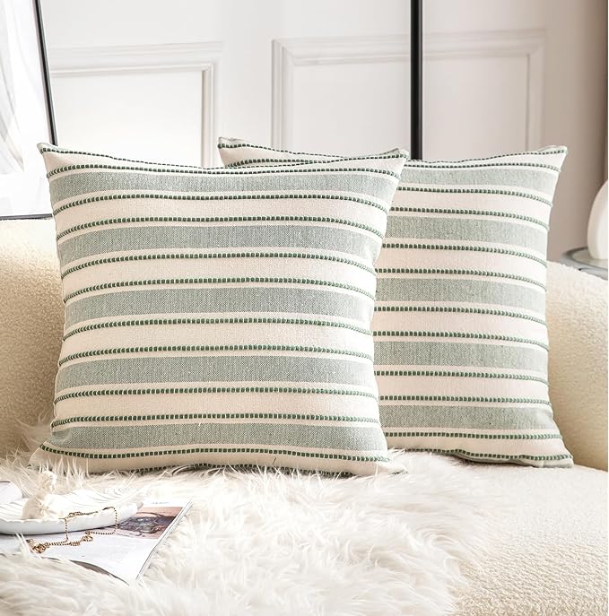 Decorative Boho Throw Pillow Covers, Farmhouse Textured Pillow Case, 22 x 22 by Cethom