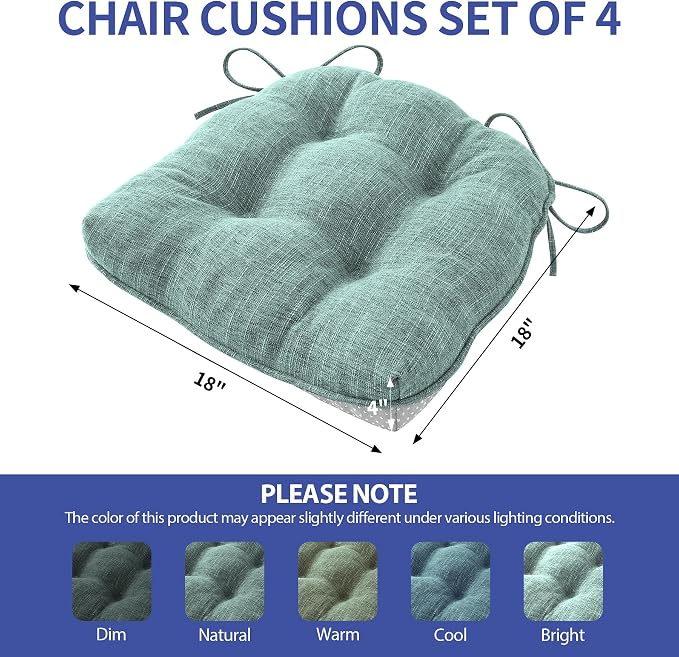 Chair Cushions for Dining Chairs Set of 4, Kitchen Chair Cushions, Chair Pads - Image 2