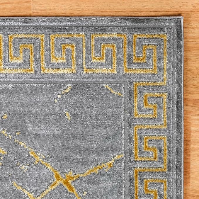 GLORY RUGS Area Rugs Marble 5X7 Grey Gold Carpet Modern Abstract Rug Living - Image 5
