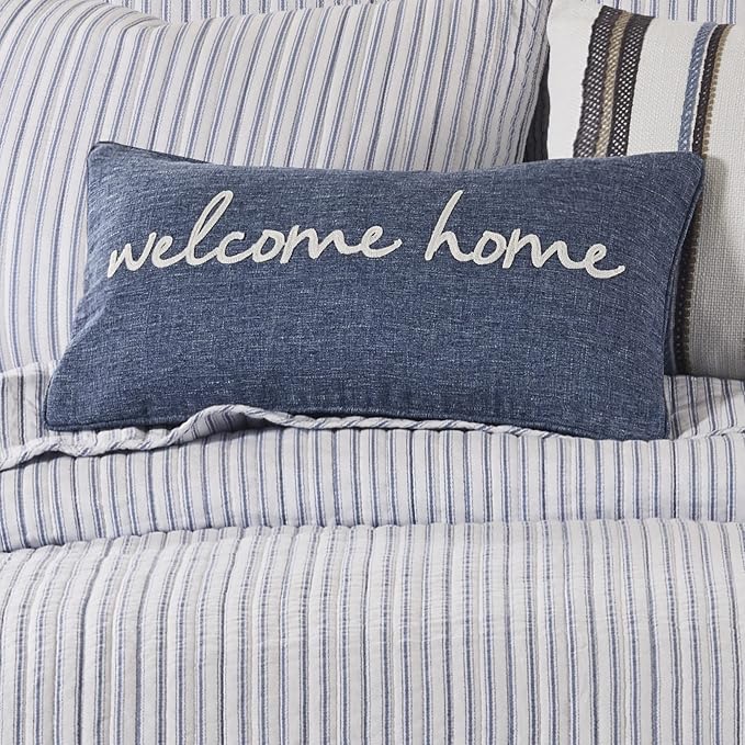 Levtex Home - Tobago - Decorative Pillow - Welcome Home - Blue and White - Image 3