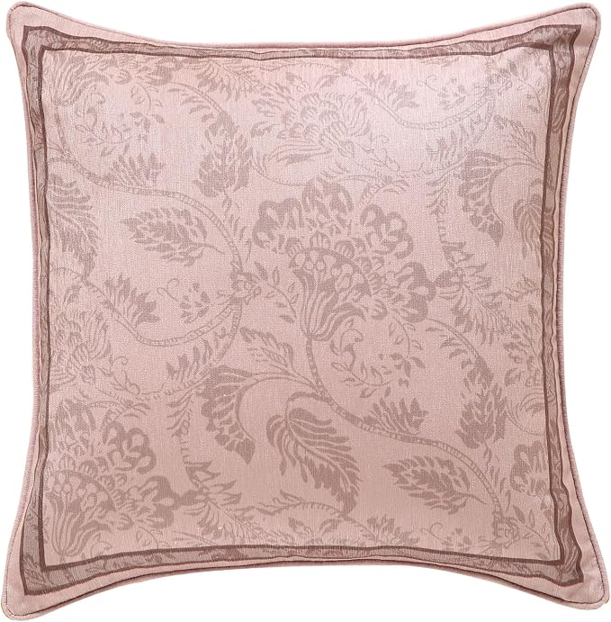 Pink Farmhouse Throw Pillow Covers, Birds and Flowers Pattern Cozy Velvet by bilingaier