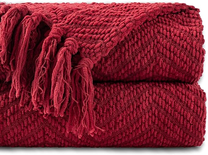 BATTILO HOME Red Throw Blanket for Couch, Knit Christmas Throw Blanket for Home - Image 2