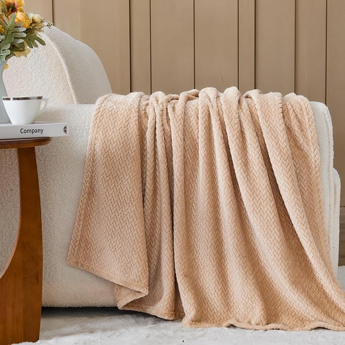 NEWCOSPLAY Super Soft Twin Blanket Brown Premium Silky Flannel Fleece Leaves - Image 3