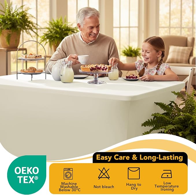 8-Pack Premium Cream Spandex Tablecloths - Image 7
