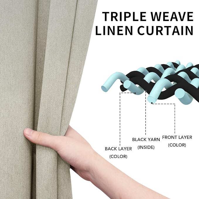 Easy-Going Linen Look Blackout Curtain 108 Inch Length Grommet Window Curtain - Image 3