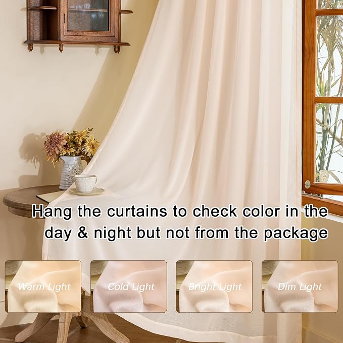 MAIHER Pinch Pleated Curtains 63 Inches Long Pink Sheer Curtain Panels - Image 6