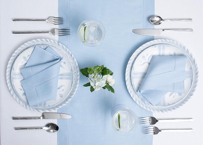 Solino Home Linen Sky Blue Table Runner 72 Inches Long - Image 3
