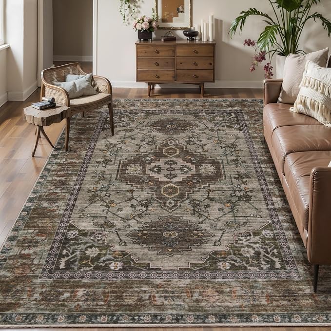 Tangsoo 3x5 Washable Rugs Oriental Area Rug, Vintage Non Slip Indoor Accent Rug - Image 2