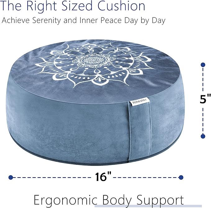 Hihealer Meditation Cushion, Traditional Tibetan Meditation Pillow Velvet Cover - Image 2
