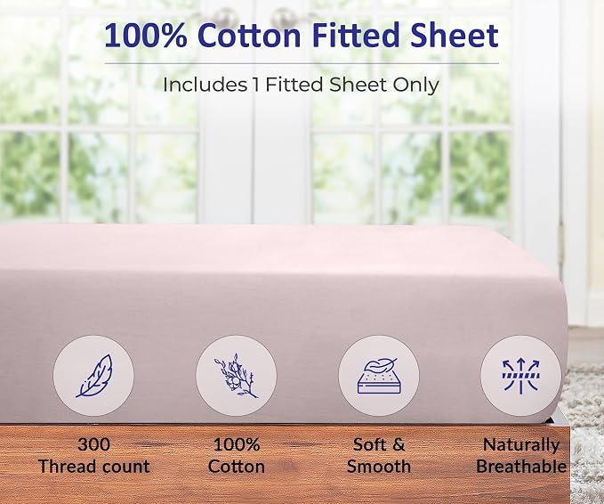 ROYALE LINENS 300 Thread Count 100% Long Staple Combed Cotton Fitted Sheet Twin - Image 4