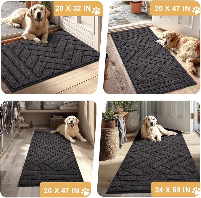 Tindbea Dog Mat for Muddy Paws, Absorbs Moisture Dirt Non-Slip Washable Mud Mat - Image 7
