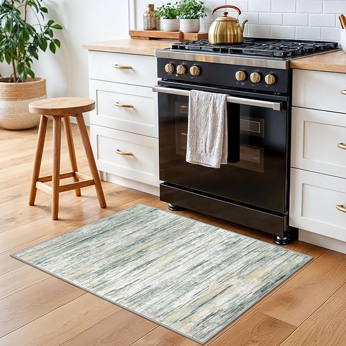 2x3 Modern Abstract Rug for Entryway, Washable Non-Slip Kitchen Rugs, Low-Pile - Image 3