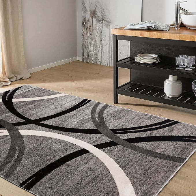 Rugshop Wavy Circles Design Area Rug, Fade-Resistant Carpet - Image 7