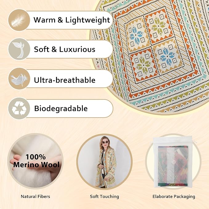DANA XU 100% Merino Wool Pashmina Shawl - Image 3
