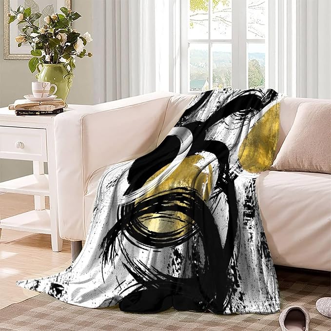 Black White Modern Abstract Warm Blanket 40x50inch - Image 3